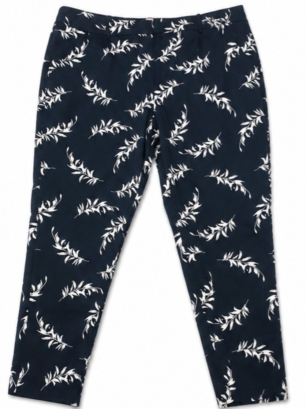 Merona Women’s Size 18 Black Cream Leaf Print Stretch Classic Fit